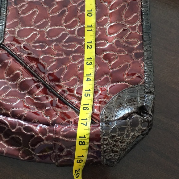 MICHE Women’s Bag Outer Shell Large Shiny Glossy Red Caramel Brown - Picture 13 of 13